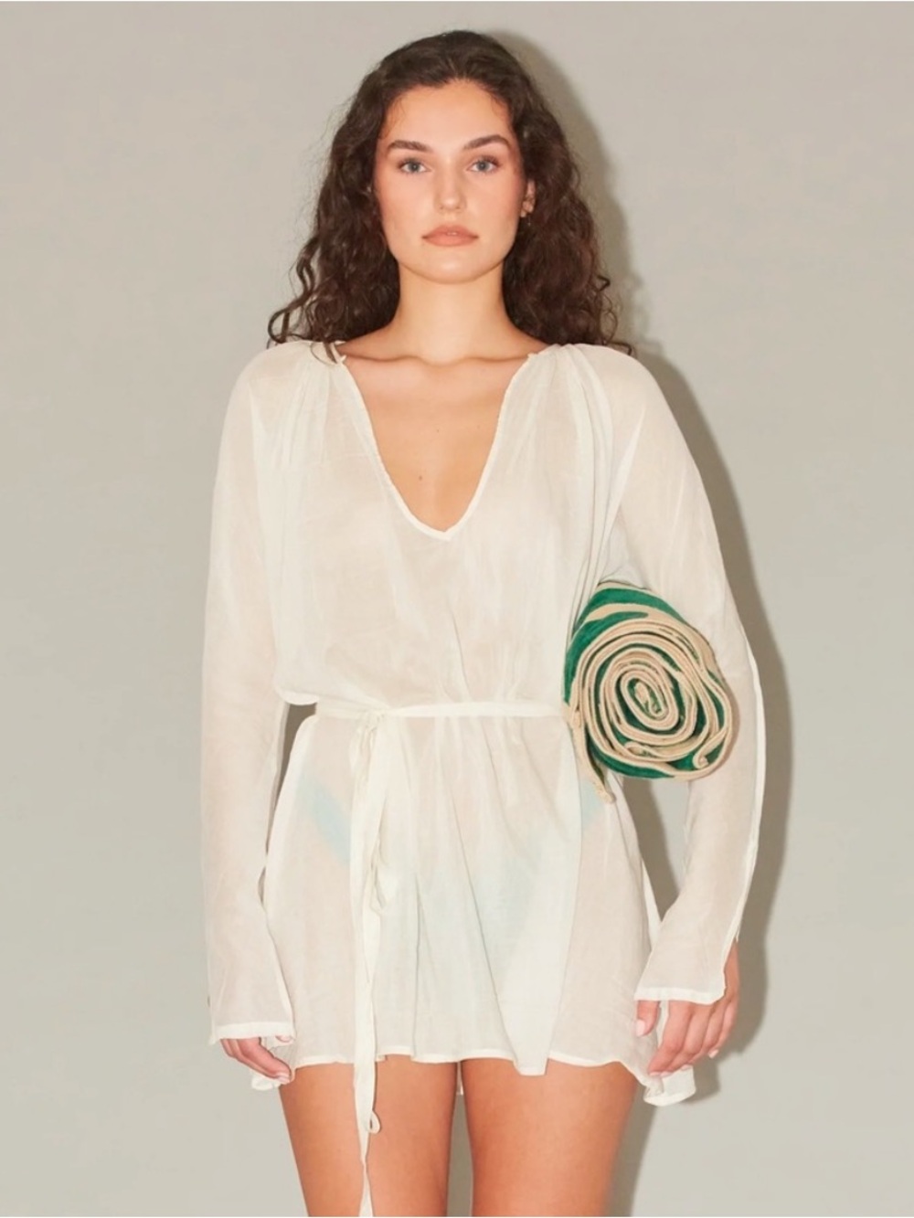 Uncle Studios the Vacation Mini Dress in White (Cotton Silk Blend)